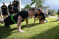 Reservist works up a sweat while doing push-ups.