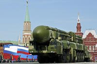 A Russian truck-mounted Topol intercontinental ballistic missile.