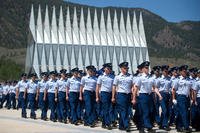 U.S. Air Force cadets march to lunch at the Air Force Academy in Colorado Springs