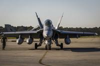 An F/A-18D Hornet returns to Marine Corps Air Station Beaufort.