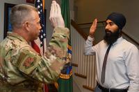Gurchetan Singh recites the oath of enlistment 