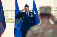 U.S. Air Force Brig. Gen. Paul R. Birch salutes.