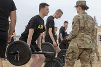 Soldiers perform the maximum deadlift event during their ACFT.