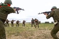 Belarusian soldiers attend a training by mercenary fighters from Wagner private military company