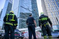 "Moscow City" business district after a reported drone attack in Moscow, Russia