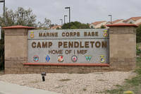 The entrance to Marine Corps Base Camp Pendleton is seen in Oceanside, California.