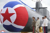 new nuclear attack submarine "Hero Kim Kun Ok" at an unspecified place in North Korea