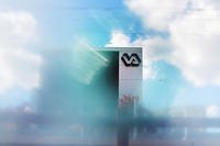 This image of the Rocky Mountain Regional VA Medical Center in Aurora, Colorado, was created using a homemade plastic filter that the photographer attached to a 50mm lens for a stylized look at the hospital.