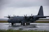 An AC-130 gunship lands in Alaska