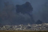 Smoke rises following an Israeli bombardment in the Gaza Strip