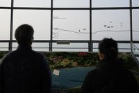 Visitors look at the North Korean side from the unification observatory, in Paju, South Korea