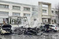 cars damaged by shelling from Ukraine in Belgorod, Russia