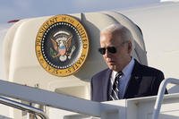 President Joe Biden boarding Air Force One at Andrews Air Force Base, Maryland.