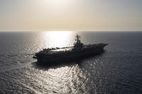The USS aircraft carrier Dwight D. Eisenhower sails in the Red Sea
