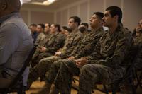 U.S. Marines and Navy sailors attend a SkillBridge expo