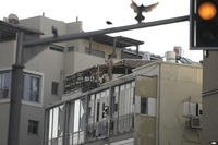 A man films the scene after a deadly explosion, from his rooftop in Tel Aviv, Israel