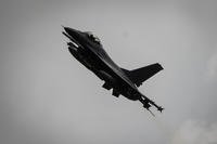 Ukrainian Air Force's F-16 fighter jet flies in Ukraine