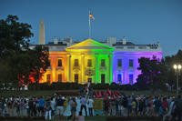 White House illuminated with rainbow colors