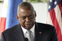 U.S. Defense Secretary Lloyd Austin delivers a speech