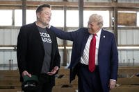 Tesla and SpaceX CEO Elon Musk, left, and Republican presidential nominee former President Donald Trump