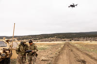 Soldiers from 10th Special Forces Group (Airborne) fly a drone for aerial surveillance at Fort Carson, Colorado.