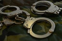 Handcuffs lay on a table at Ramstein Air Base, Germany