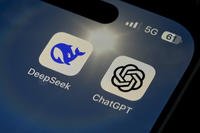 The Icons for the smartphone apps DeepSeek and ChatGPT are seen on a smartphone screen