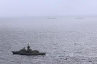 HMAS (His Majesty's Australian Ship) Arunta shadows the People's Liberation Army-Navy Jiangkai-class frigate Hengyang