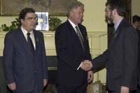 President Clinton greets Sinn Fein President Gerry Adams in 2000