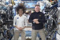 NASA astronauts Suni Williams and Butch Wilmore during a press conference from the International Space Station