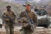 U.S. Marines participate in a joint military exercise between South Korea and the United States in Pohang, South Korea.