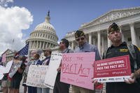 Veterans  protest on the steps of the Capitol in Washington