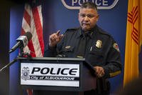 Albuquerque Police Chief Harold Medina speaks at a press conference
