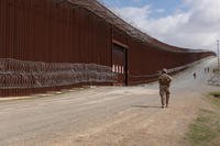 U.Marines affix concertina wire along the border near San Ysidro, California
