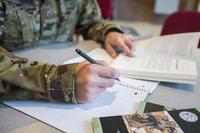 Service member researches financial aid options