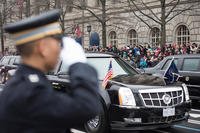 Soldier salutes  at the Presidential Inaugural parade