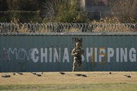 National Guardsman stands watch in Eagle Pass, Texas.