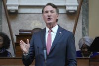 Virginia Gov. Glenn Youngkin gestures as he delivers his annual State of the Commonwealth address