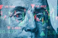 Numbers and symbols appear on Ben Franklin's currency face.