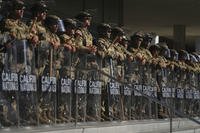 California National Guard are positioned at the Federal Building on Tuesday, June 10, 2025, in downtown Los Angeles.