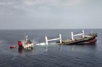 Liberian-flagged bulk carrier Eternity C is seen as it sinks in the Red Sea