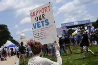 Protesters demonstrate at a Unite for Veterans rally in Washington