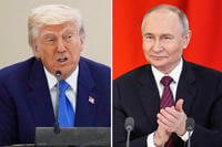 Combination photo shows President Trump and Vladimir Putin