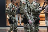 Members of the Louisiana National Guard patrol at Union Station