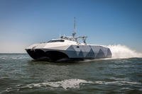 The Stiletto program gets underway for an autonomous boat launch and recovery demonstration in Norfolk, Virginia.