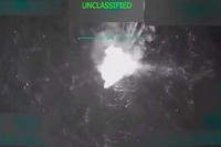 A U.S. military video released by the Department of Defense shows a precision strike destroying a high-speed narcotics vessel in international waters on Sept. 2, 2025.