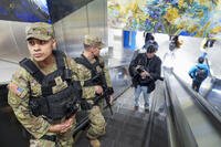 A couple of heavily armed New York National Guard soldiers patrol Grand Central terminal, Thursday, March 7, 2024, in New York. (AP Photo/Mary Altaffer)