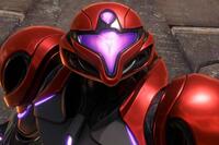Close-up shot of Samus in a red suit in Metroid Prime 4