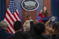 Pentagon Press Secretary Kingsley Wilson conducts a press briefing at the Pentagon, Washington, D.C., Dec. 2, 2025. (DoW photo by U.S. Air Force Staff Sgt. Milton Hamilton)