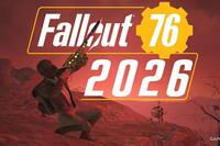 Fallout 76 2026 logo mockup with Lever-Action Rifle sniper in Skyline Valley red sky composite
